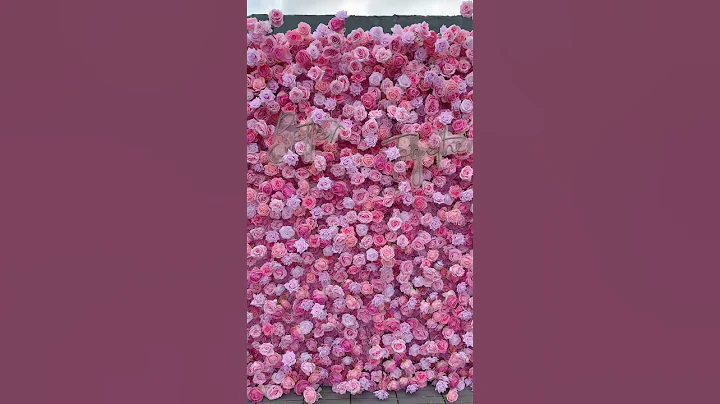 Pink Rose Roll Up Cloth 5D Flower Wall Arrangement Wedding Backdrop Deco #diy #flowerwall #wedding
