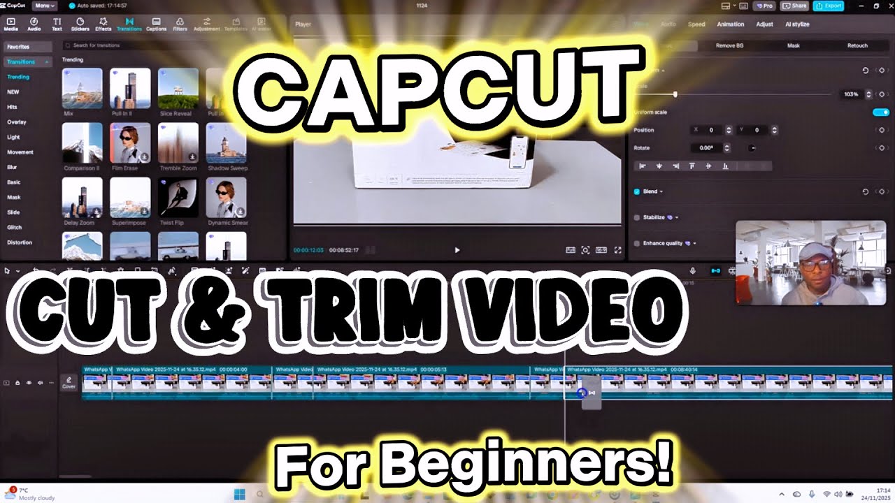 CapCut Beginner Tutorial: How to Import, Split, Trim & Add Transitions ...