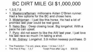 Betting the 2009 Breeder's Cup Pick 6