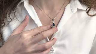 Vidéo: Collier pendentif vers 1930 en or gris et platine avec Saphir et Diamants