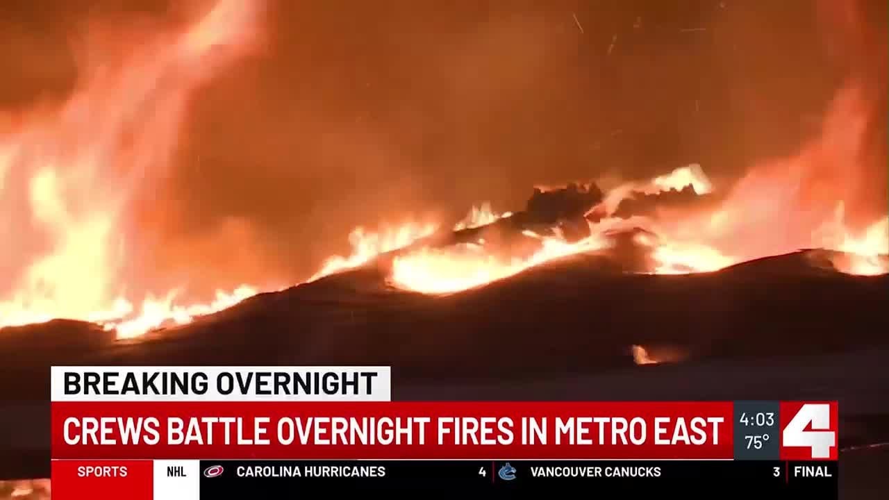 Fire crews battle overnight fires in the Metro East - YouTube