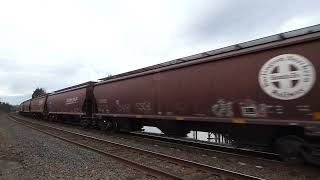 Northbound Bnsf Loaded Empty Grain Train Passes Through The Union Ave Railroad Crossing.