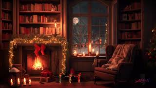 Christmas Cozy Log Cabin Ambience - Relaxing Fireplace and Blizzard Sound for deep sleep