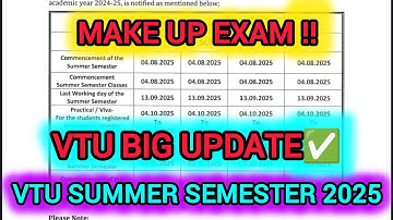 Make up Exam 2025‼️ | Vtu Big Update ✅ | Summer semester 2025 Important schedule..!
