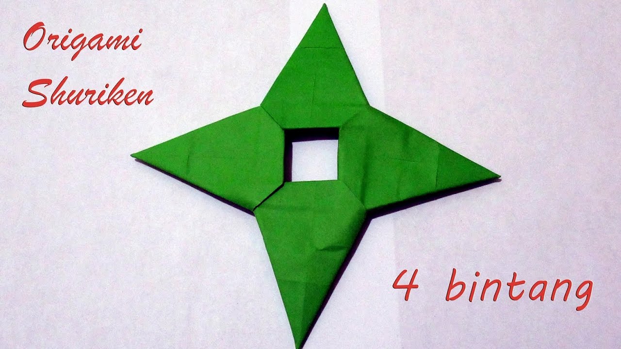 Cara membuat origami shuriken 4 bintang yang bisa berputar 