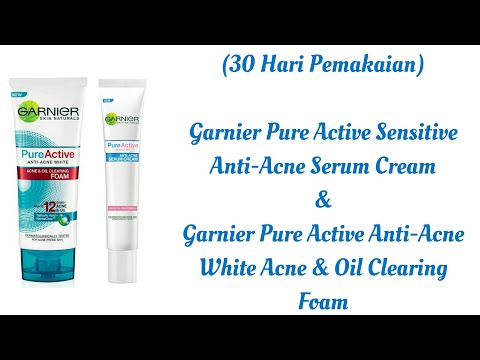 (30 Hari Pemakaian) Garnier Pure Active Sensitive Anti-Acne Serum Cream & Oil Clearing Foam. 