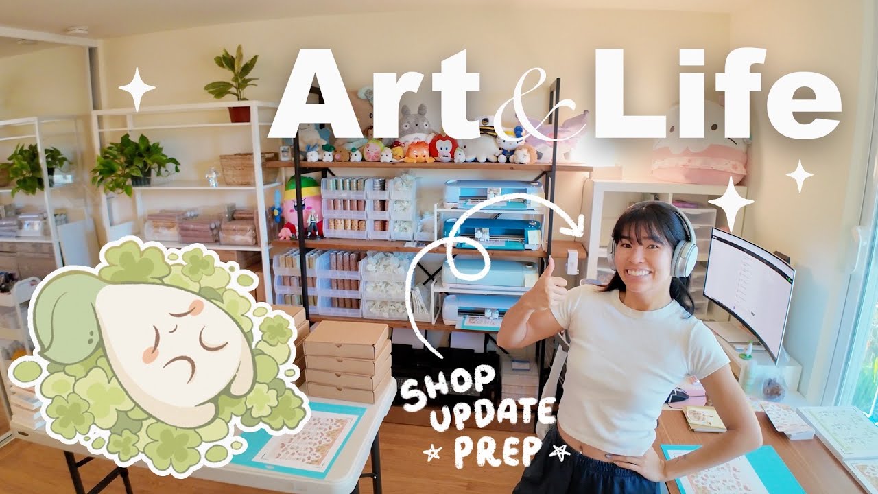 days in my life as a small business owner 🌱 shop update prep, drawing stickers, life outside of art!