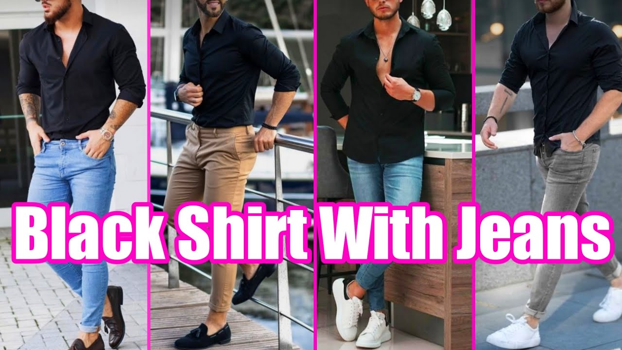 Black Shirt With Jeans Outfit Ideas For Men || Men Casual Outfit || by ...