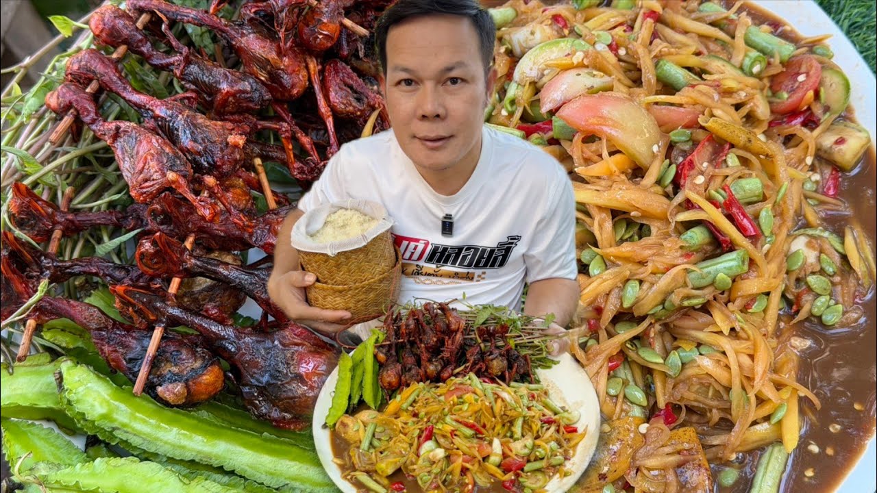 ตำบักหุ่งเหิ่มกับทอดไก่น้อยกรอบๆเผ็ดๆนัวๆ