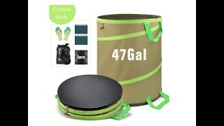 Colwelt 47 Gallon Leaf Bags Collapsible, Hardshell Bottom Heavy Duty Collapsible Garden Bag-Overview