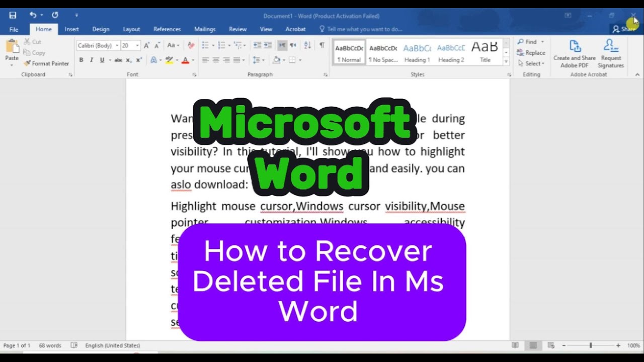 How to Recover Deleted File in Microsoft Word microsoftword YouTube