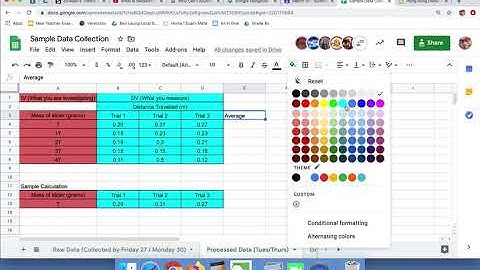 Science - How to process your data and make graphs on google sheets