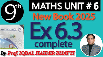 Chap # 6| Trigonometry| Ex 6.3 complete | 9th Class  New Edition 2025 Math| Lec 5