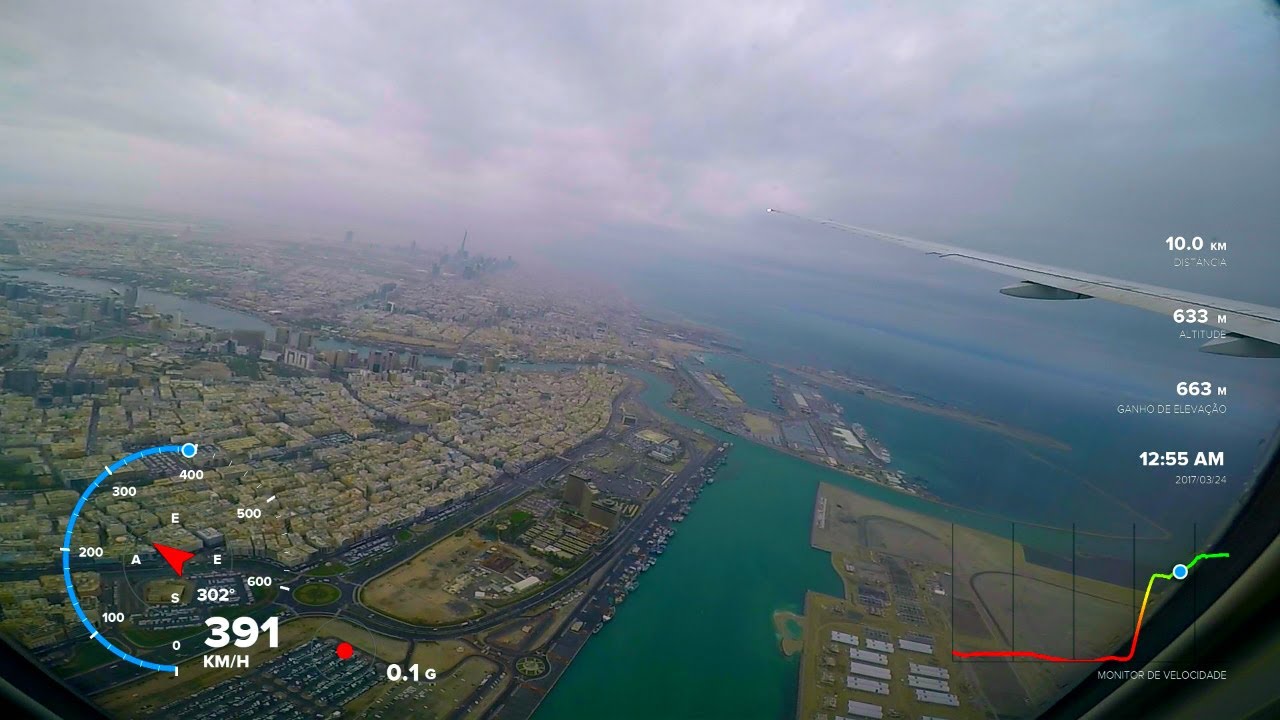 Flight Emirates EK247 - Takeoff Dubai / Rio de Janeiro - Gopro Hero 5 Telemetry