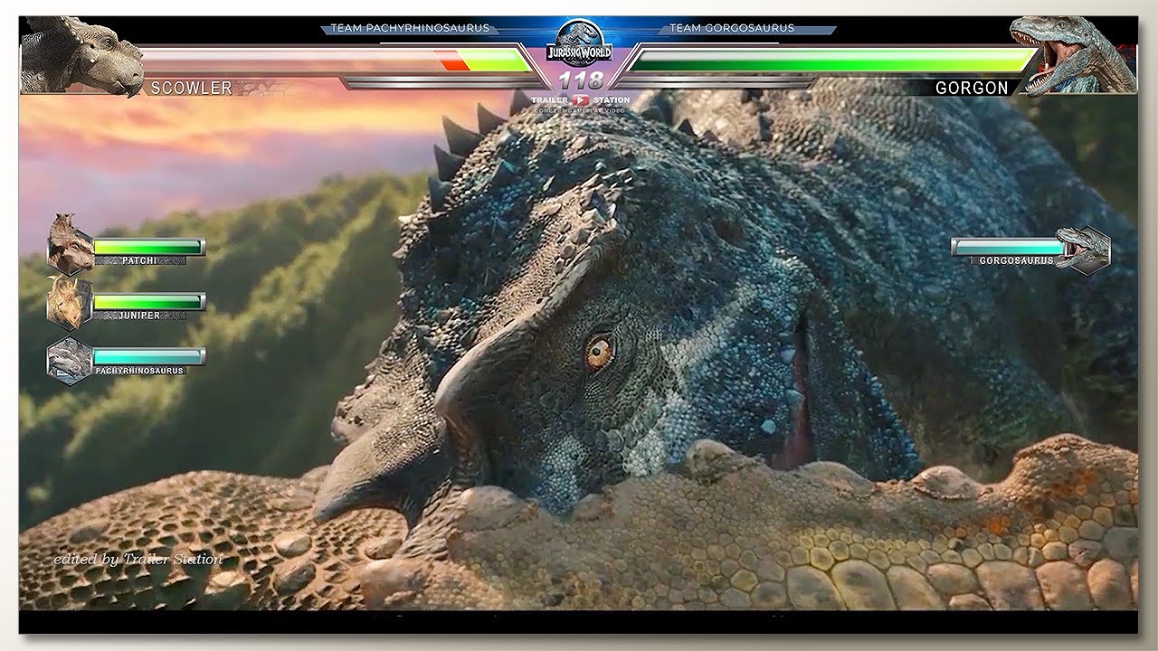 Pachyrhinosaurus vs Gorgosaurus All Fight with Healthbars