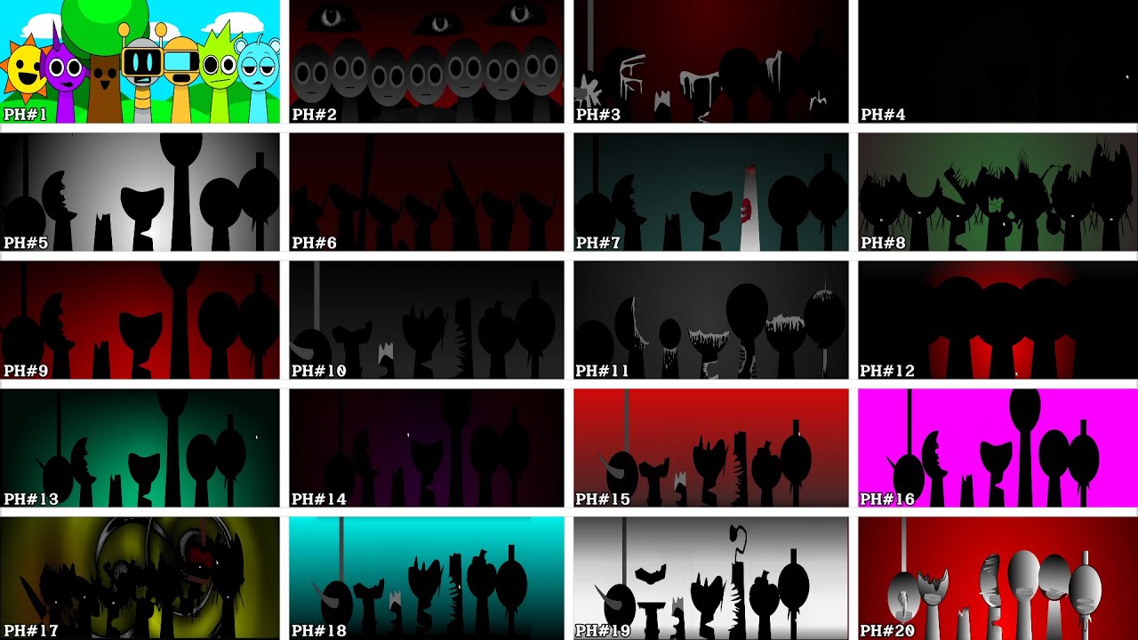 ALL FUNBOT X MR SUN X DURPLE X MR TREE X GARNOLD X OWAKCX X SKY В SPRUNKI INCREDIBOX - ФАЗА 1-20