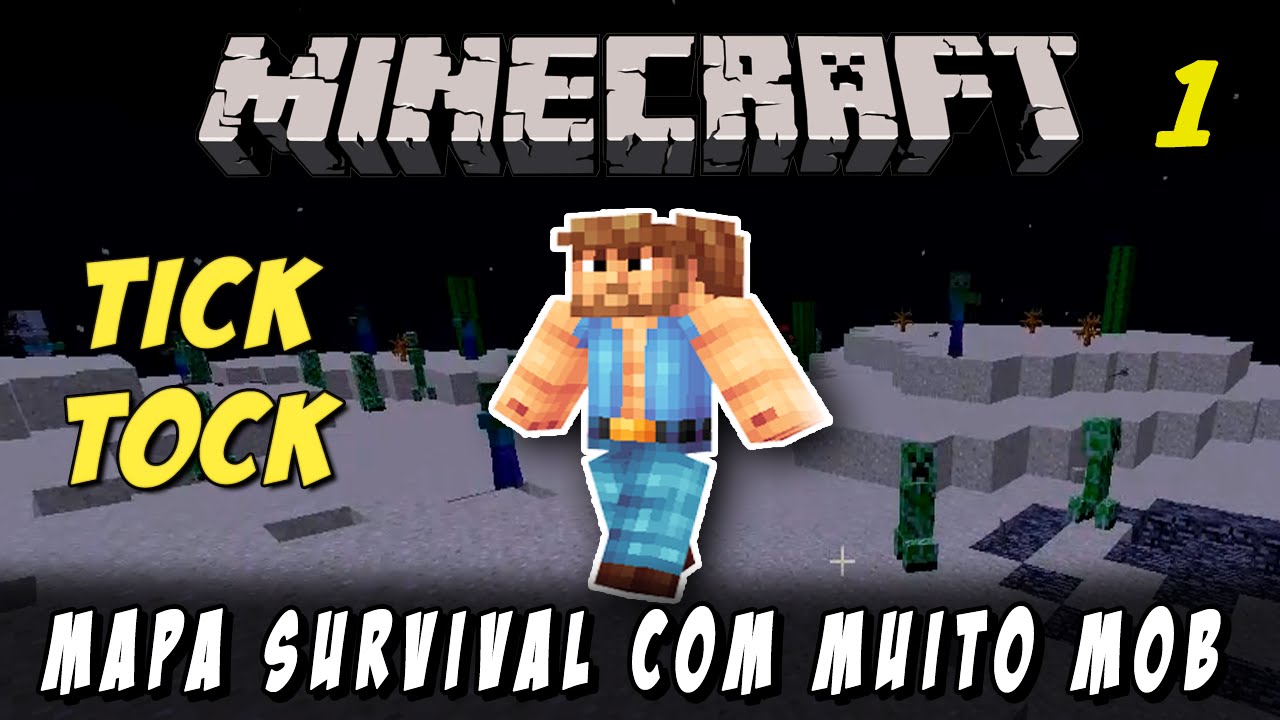 Minecraft Tick-Tock Survival Map #1 - Completando Objetivos e MUITO Mob