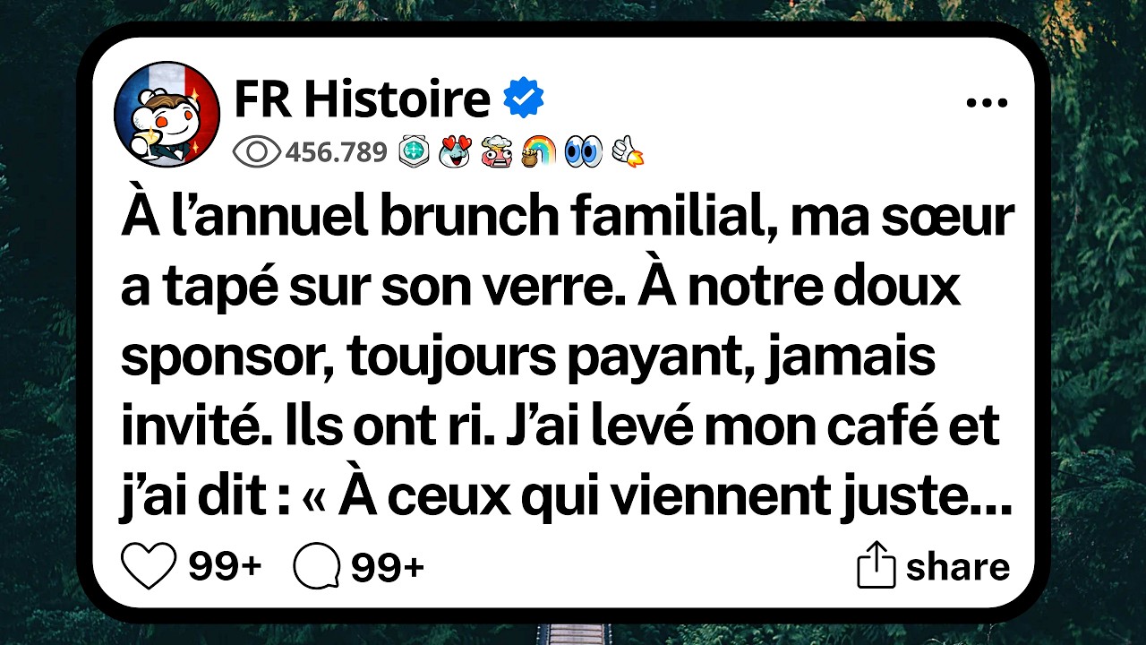 Le téléphone de ma sœur a vibré en premier. Puis celui de mon père. La pièce est devenue si silencieuse que j’aurais entendu une épingle tomber. J’ai pris une gorgée de mon café, j’ai reposé la...