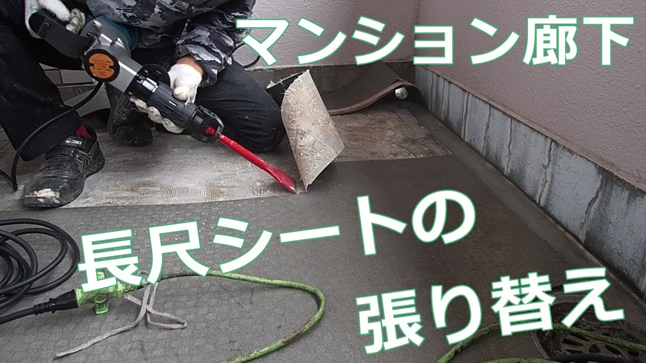 マンション廊下長尺シート張り替え工事 Youtube