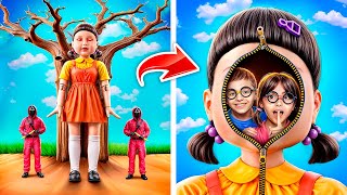 We Become Giant Squid Game Girl & Boy Dolls In Real Life!