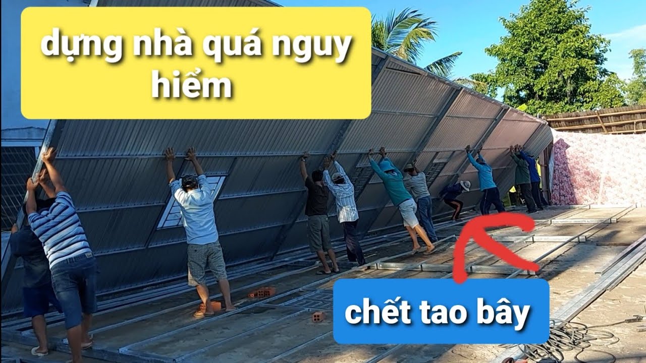 Dựng nhà tiền chế cho anh chị 8 ở Vĩnh Khánh An Giang lợp tôn mưa bão ầm ầm