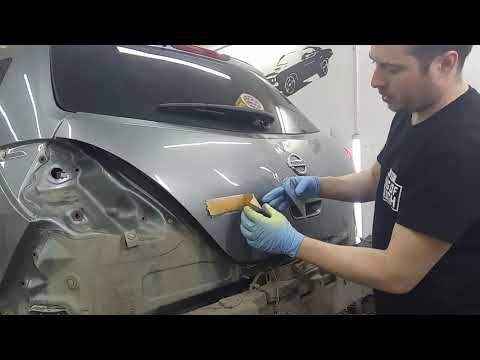 Nissan Tiida рихтовка крыла и двери багажника.