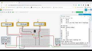 BJT Common Emitter Input Characteristics (in TinkerCAD)