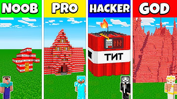 Minecraft Battle: NOOB vs PRO vs HACKER vs GOD: TNT BLOCK BASE HOUSE BUILD CHALLENGE / Animation