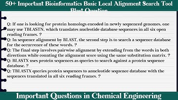 MCQ Questions Bioinformatics Basic Local Alignment Search Tool Blast with Answers