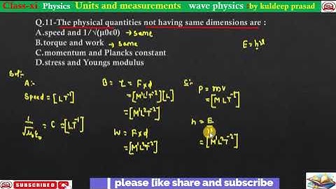 The physical quantity not having same dimension are (A)speed and 1/€¥(B) torque and work (C) mom