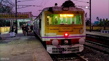 Back to back entrance of Katwa Sealdah EMU local & Sealdah Alipurduar special train just before dusk