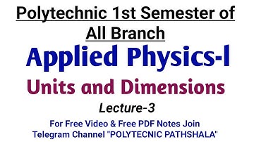 Applied Physics-l | Ch-1 : Units and Dimensions | Lecture-3