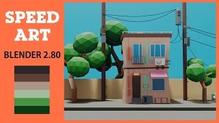 Low Poly Blender 2.8 [ Speed Art ] #1 Street animation