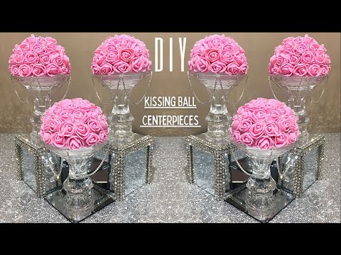 CRYSTAL WEDDING CENTERPIECE IDEAS / FLORAL KISSING BALL CENTERPIECES DIY