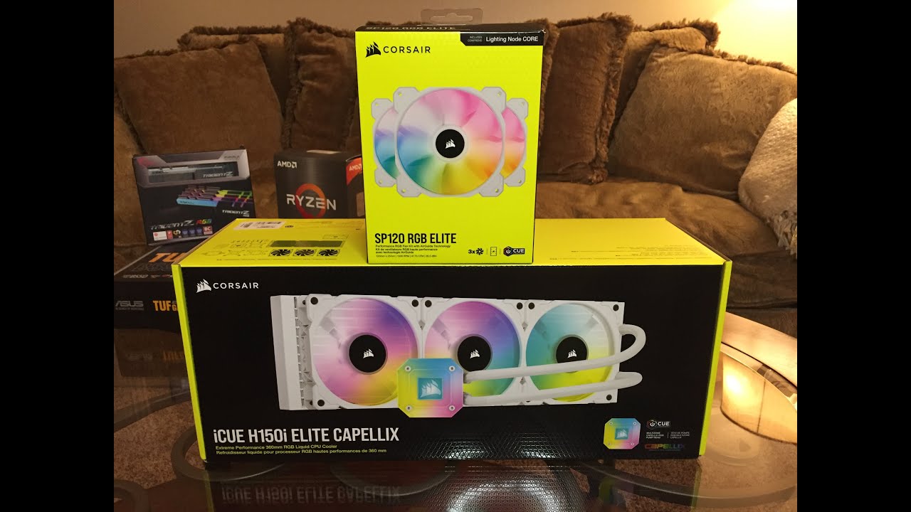 Corsair H150i Elite Capellix / SP120 RGB Elite Unboxing | getting ready for  first PC build - YouTube