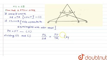 In figure, if angle1=angle2 and DeltaNSQ=DeltaMTR, then prove that DeltaPTS~DeltaPRQ.  | 10 | TR...