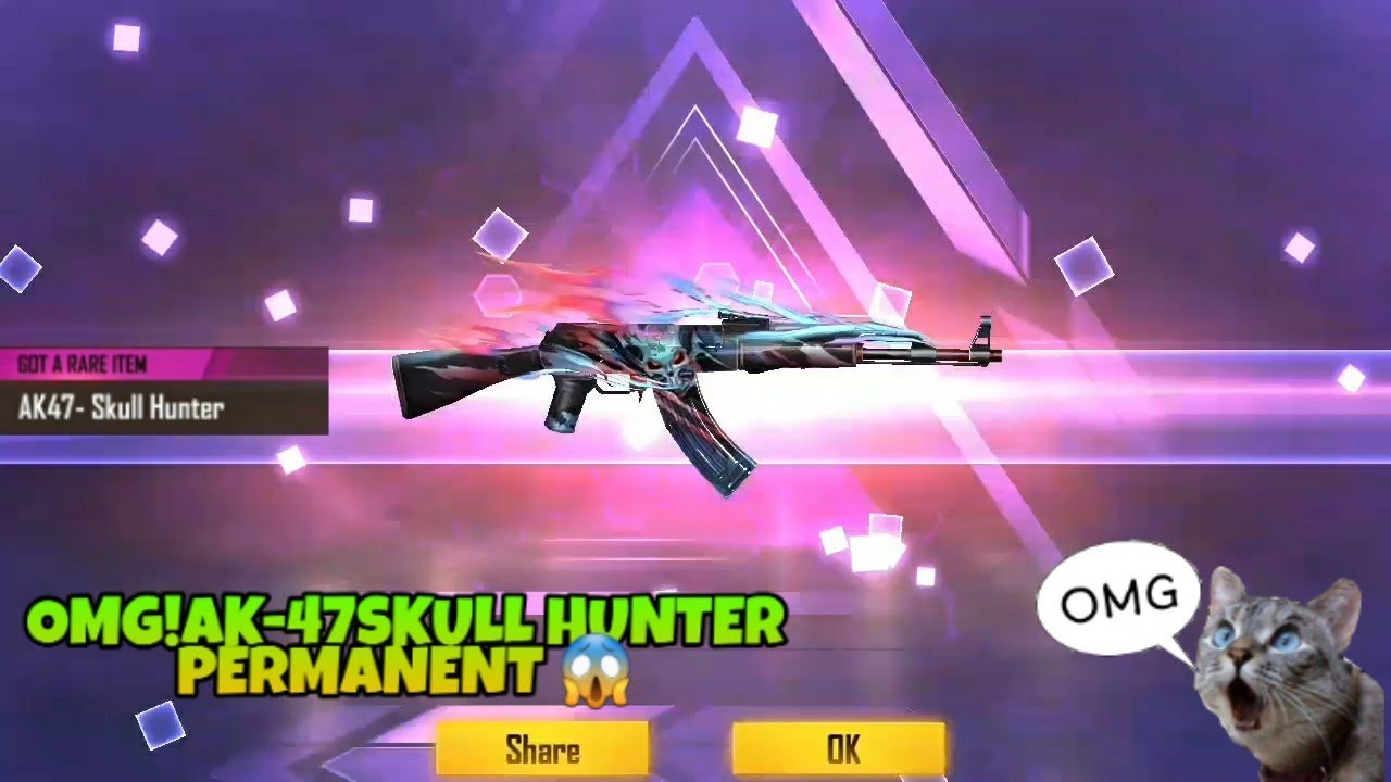 I got AK47 Skull Hunter Permanent Gun Skin in Garena Free Fire