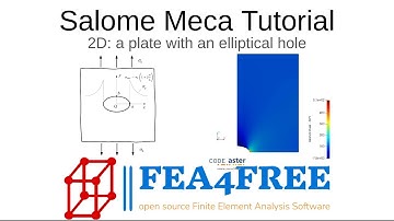Salome Meca 2021 (Code Aster) Tutorial - 2D Example - Plate with elliptical hole - Sharper FEA4Free