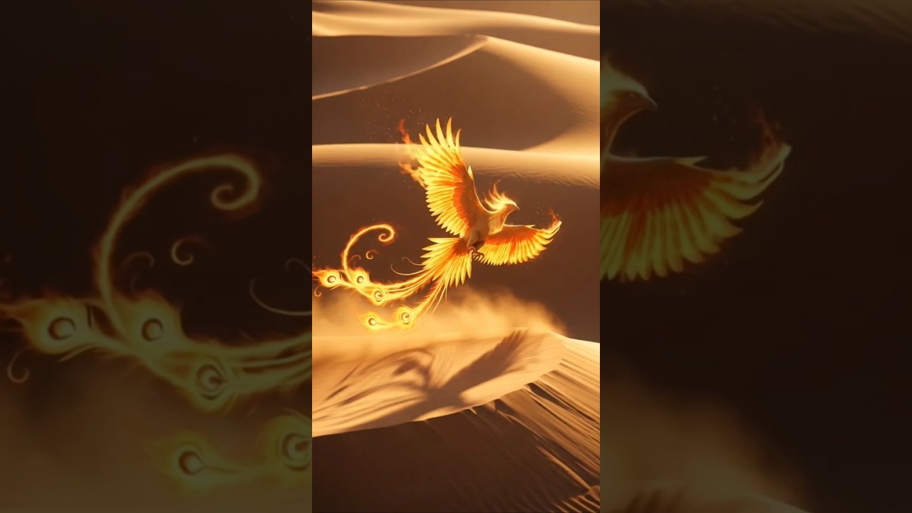 Desert Phoenix Soars Over Sand Dunes | AI Firebird Animation 🔥🦅