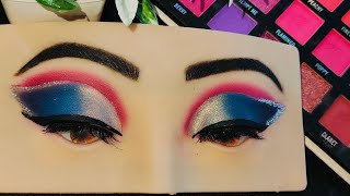 pink and blue party eye makeup tutorial ll step by step eyeshadow tutorial || makeupartistqueen #yt