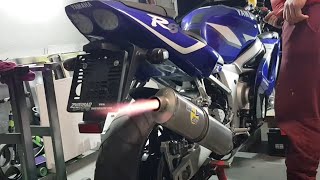 YAMAHA R6 Rj03 2002 LeoVince SBK exhaust *flames*