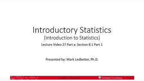 Introductory Statistics L27a Sect 8.1  Part 1 Confidence Intervals for the mean when sigma is known