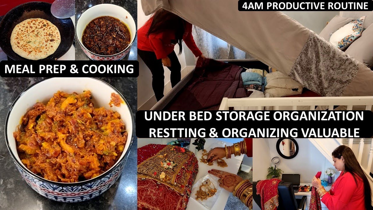 Meal Prep & Bed Storage Organization | 4 AM Busy Productive Day Routine | Days after Karwachauth