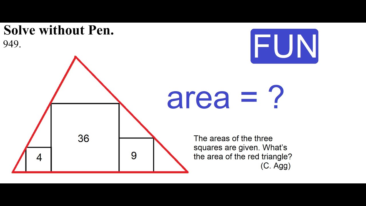 949. The areas of the three squares are given. What’s the area of the ...