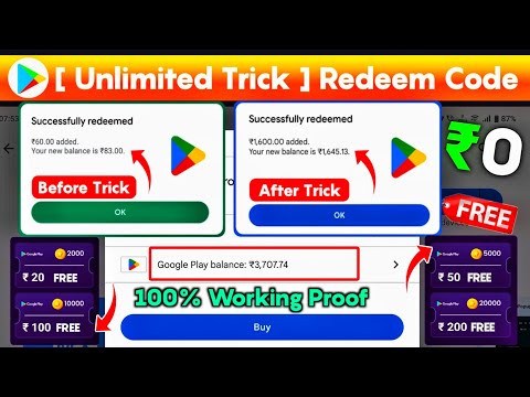 (Unlimited Trick) free redeem code for playstore at ₹0/- 