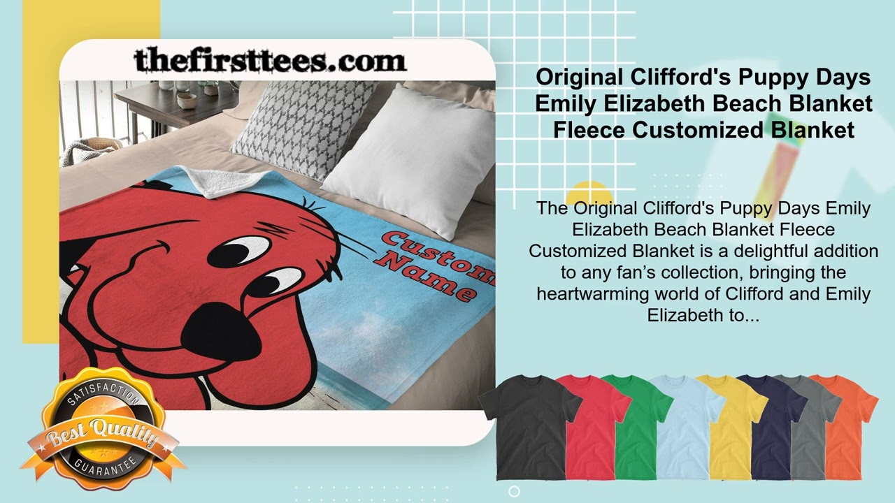 Original Clifford's Puppy Days Emily Elizabeth Beach Blanket Fleece Customized Blanket