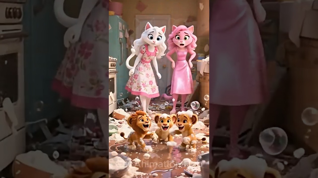 😂 Cat Dad vs 3 Naughty Lion Cubs | Funny Animal Story 2025 🦁