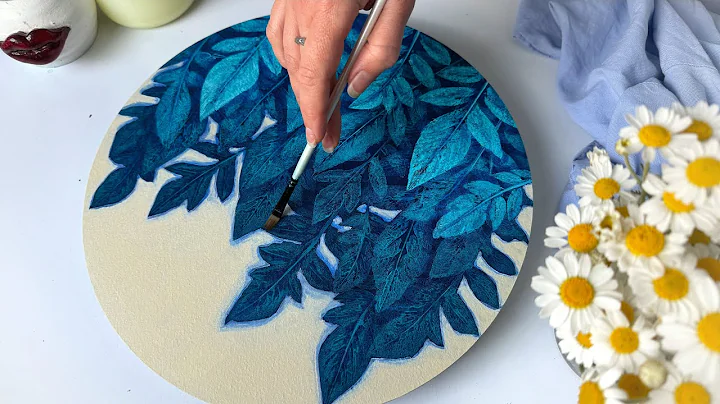 DIY 🔵 Leaf impressions painting ideas / Depth Blue Leaves painting process / Botanical