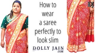 How to wear saree perfectly to look slim | Dolly Jain saree draping screenshot 2