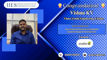 The Ultimate Achievement:Vishnu KV got placed in Srushty Global Solution after a huge gap of 6 years